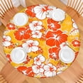 thumbnail image 2 of Pioneer Flower Floral Print Pattern Round Fitted Tablecloth with Elastic Edge,Dining Table Cover Waterproof,Outdoor Round Tablecloth for Camping,Dining,Indoor and Outdoor, 2 of 7