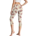 thumbnail image 2 of SCRAWLGOD Union Jack Beige High Waisted Capri Leggings with Pockets for Women - Active Yoga Pants for Running Cycling Workout - Athletic Yoga Leggings Tummy Control, XS, 2 of 7