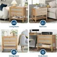 thumbnail image 3 of Nightstands Rattan Night Stand Set of 2, Rattan Night Stand Bedside Table Boho Night Stand with 2 Rattan Drawers, Large Bedside Table Side Table with Open Storage Shelf, Farmhouse Nightstand, 3 of 8