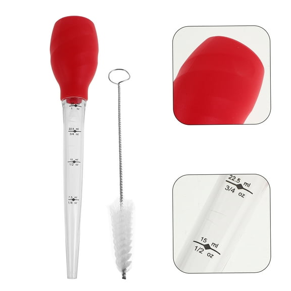 HEMOTON Silicone Turkey Baster with Builtin Cleaning Brush for Cooking Multi Color 6.3 Inches