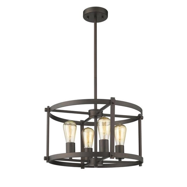 Ironclad Farmhouse 4 Light Rubbed Bronze Convertible Ceiling Pendant - 17.5 in.