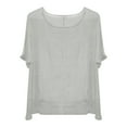 thumbnail image 4 of Fulijie Women's Summer Short Sleeve Solid Casual Loose Linen Top, Gray Plus Size Tunic Tops, 5XL Womens Tshirts Cotton, Big & Tall, 4 of 4