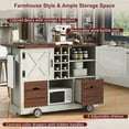 thumbnail image 3 of Aukfa 54" Kitchen Island with Drop Leaf & Power Outlet, Mobile Rolling Cart w/ Spice Rack for Kitchen/Dining Room, White, 3 of 8
