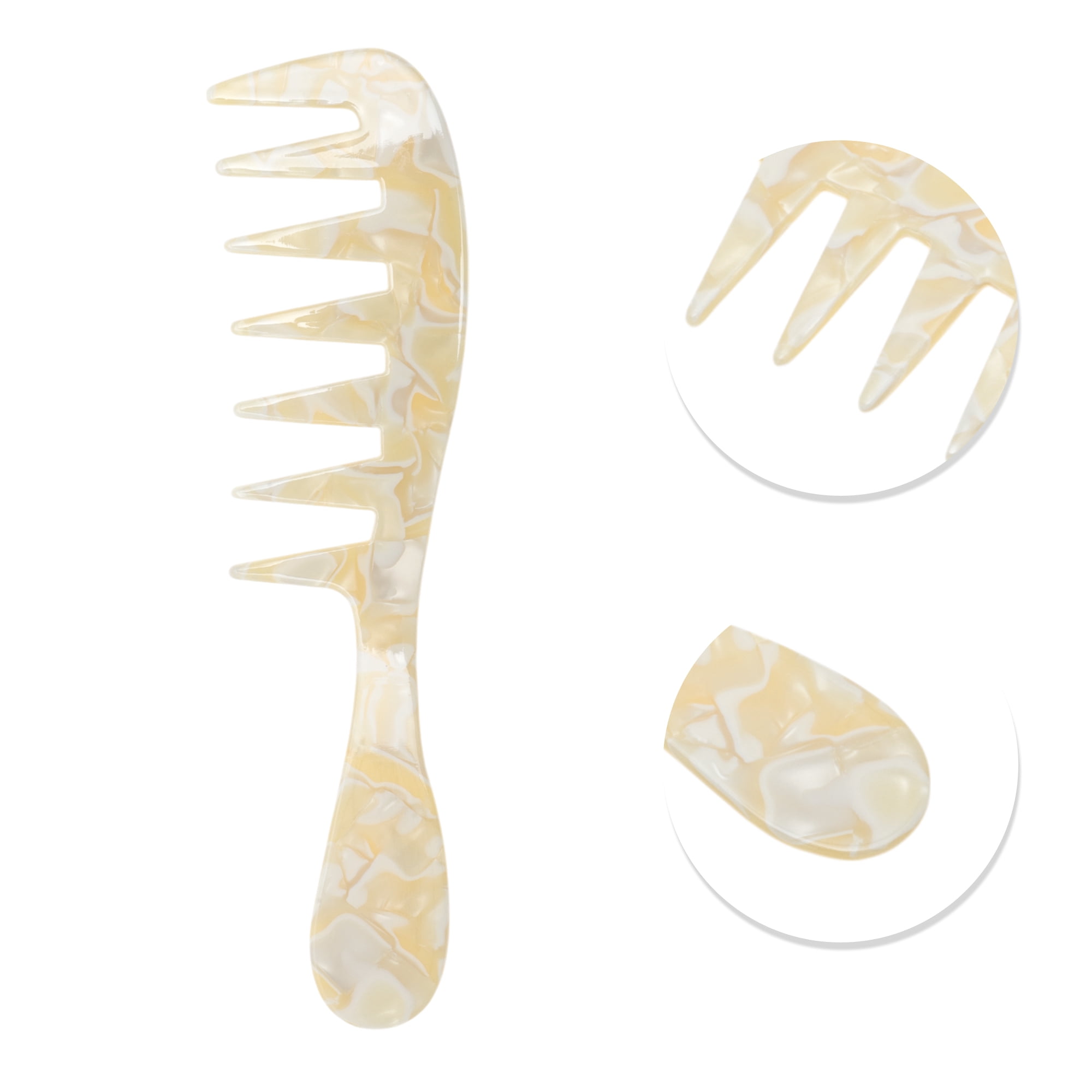 Unique Bargains 1 Pc Durable Long Handle Wide Tooth Comb for All Hair Types Care Yellow