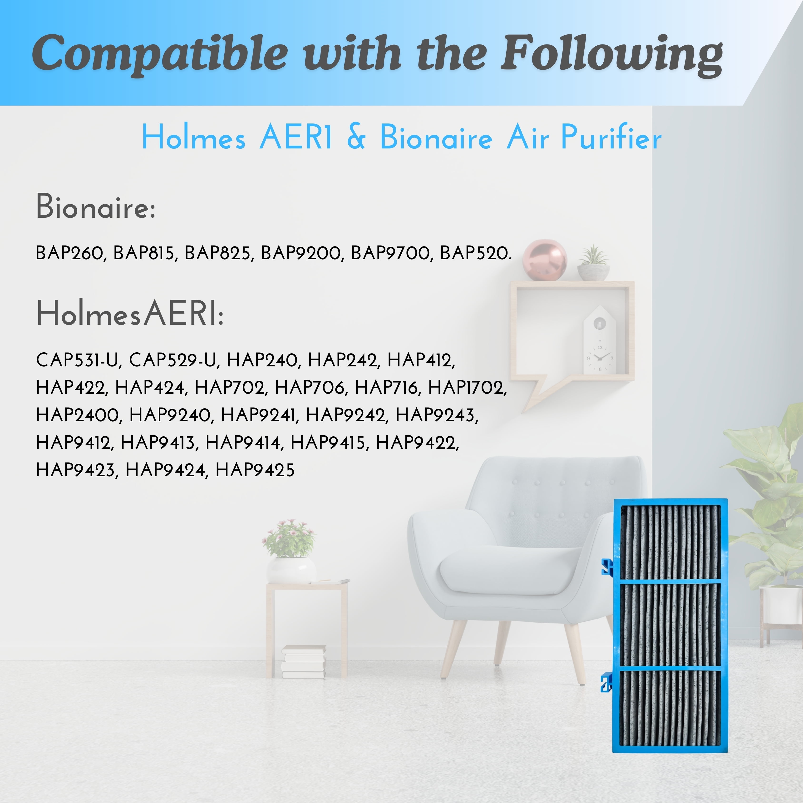 AER1 HEPA + Infused Activated Carbon Filter Replacement Compatible with Holmes AER1 HAPF30AT Air Purifier Remove Smoke 4 Packs