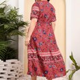 thumbnail image 4 of ZHUGeLI Summer Dress Women's Bohemian Plus-size Long Dress Beach Dress Short Sleeve Dress Sundress Up to 50% off Clearance, 4 of 9