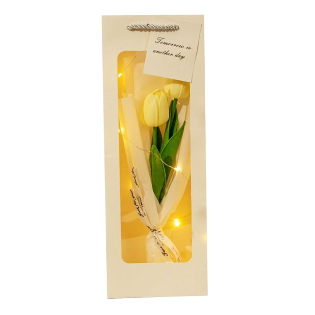 Flores de tulipanes artificiales Macarena decoración bonita de primavera amarillo claro 32 cm