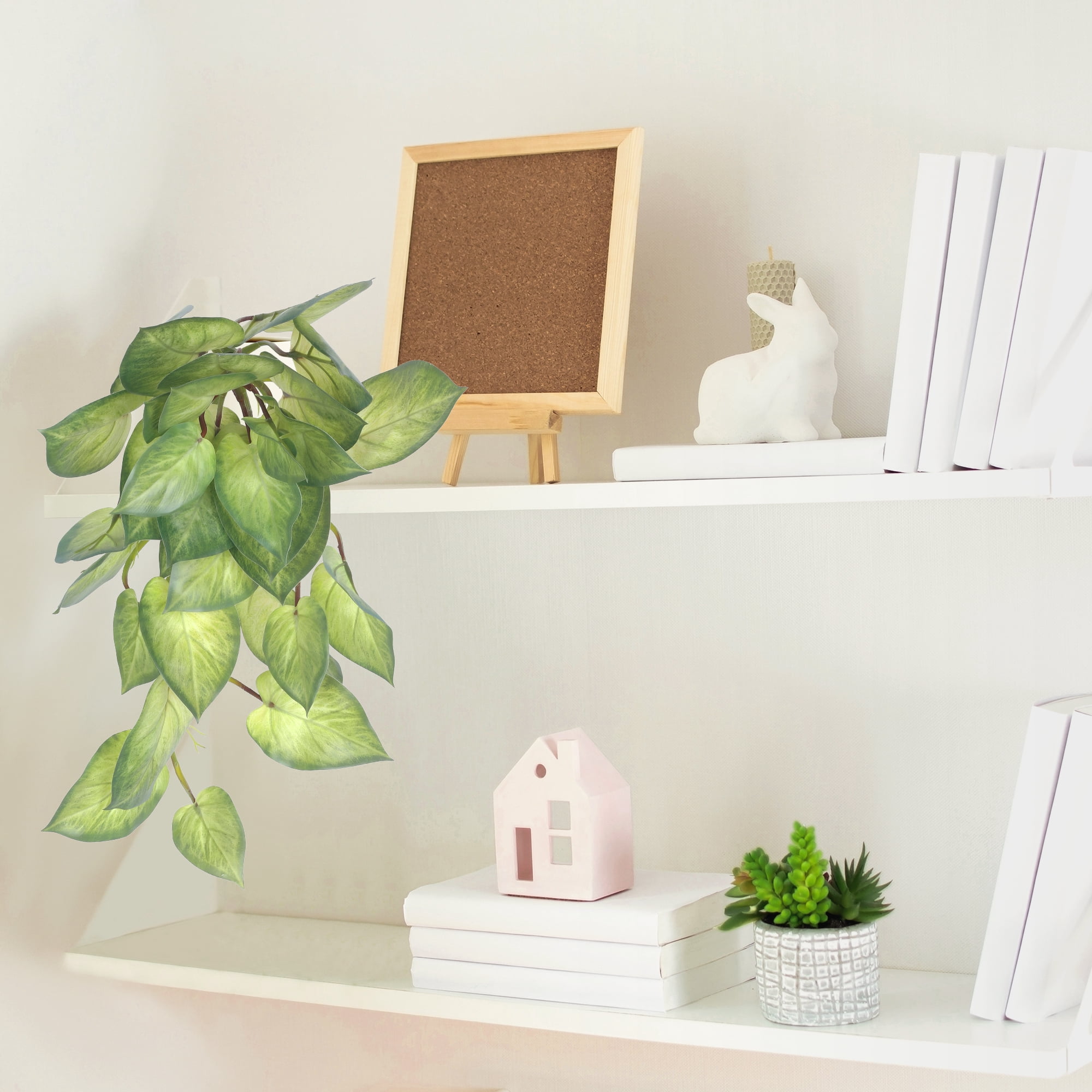 Unique Bargains Artificial Stems Leaves Fake Greenery Plants Faux Leaf Decor Green Pothos