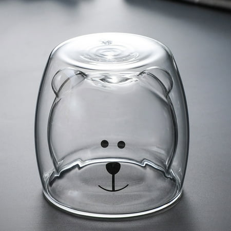 

GiliGiliso Scald Lovely Double Glass Milk Coffee Cup With Round Mouth