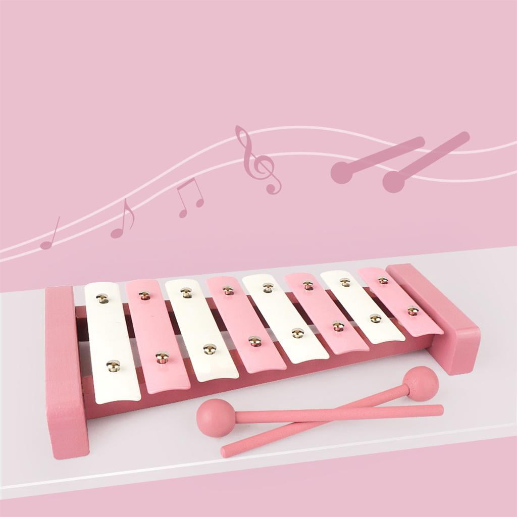 LeeQinersw Glockenspiel Xylophone Preschool Learning Toys Resonator Bell Musical Instrument Pink