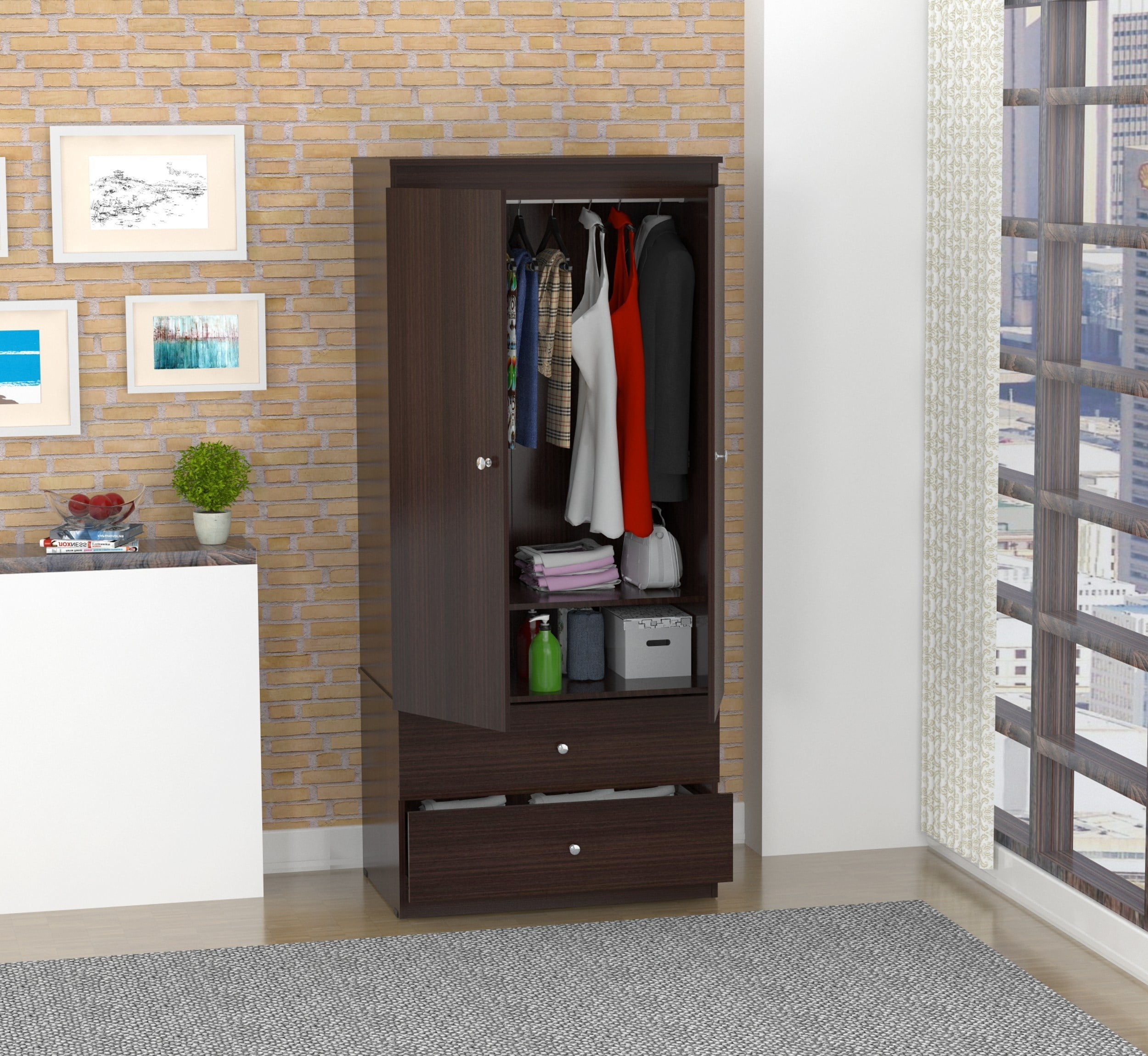 Inval Contemporary Espresso Armoire