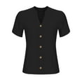 thumbnail image 3 of Black Womens Tops Women's Petal Sleeve Cotton Linen Casual Summer Shirt Shirts for Women, 3 of 5