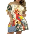 thumbnail image 3 of MesaSe Robe d'Été à Imprimé Floral pour Femmes, Robe Mini à Rayures à Épaules Dénudées, Robe Décontractée Ample avec Nœud, Mode Urbaine TTG, 3 of 3