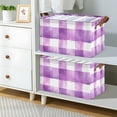 thumbnail image 2 of Yayeee Foldable Storage Basket for Shelves with Handles Set of 2 Waterproof Cloth Bins, Purple and White Pattern, 2 of 7