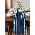 thumbnail image 4 of Ldtrchee Navy Blue Boho Table Runner 90 Inches, Geometric Vertical Stripes Modern Art Bed Runner Dresser Scarves Tabletop for Indoor Outdoor Parties/Ceremony/Banquet, 13" x 90", 4 of 8
