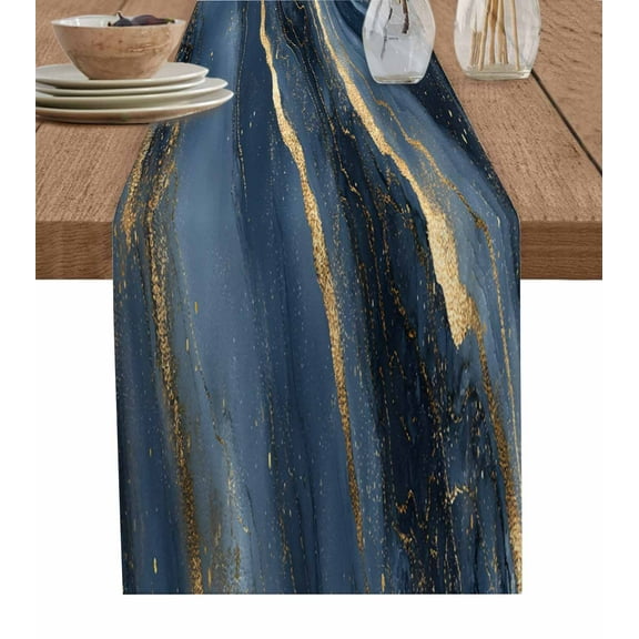 Table Runner Blue Marble Table Decoration for Kitchen Dinning Modern Abstract Art Table Decoration for Indoor Outdoor Party Wedding Decor 13x90inch