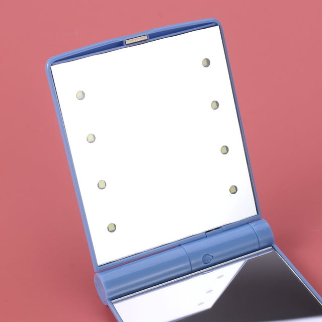 FELTECHELECTR Espejo De Maquillaje LED Plegable Con 8 Luces Y Rotación De Para Uso Portátil