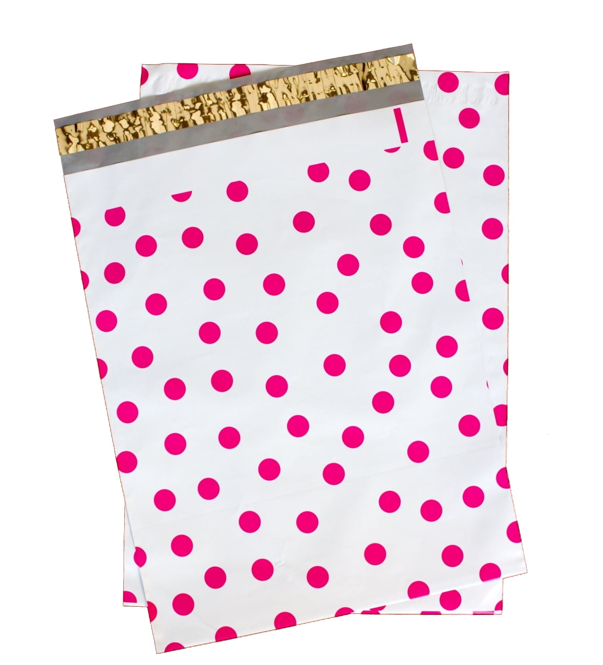 10" x 13" Exclusive Pink Polka Dot Flat Poly Mailers, Self Sealing