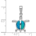 thumbnail image 2 of FB Jewels Sterling Silver Rhodium Created Blue Opal Turtle Pendant, 2 of 2