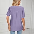 thumbnail image 4 of Dagegui Womens Short Sleeve Summer Tops 2025 Fashion Eyelet Tunic Blouse V Neck Puff Sleeve T Shirts Solid Soft Loose Fit Tees Purple S-2XL, 4 of 6