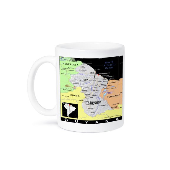 3dRose, Modern Map Of Guyana In Vivid Color, 15oz Mug