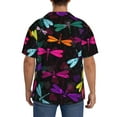thumbnail image 5 of Gaeub Colorful Dragonflies Men's Lapel Short Sleeve Shirt, Relaxed Fit Shirt, Soft and Breathable for Outdoors Party Travel - XX-Large, 5 of 7