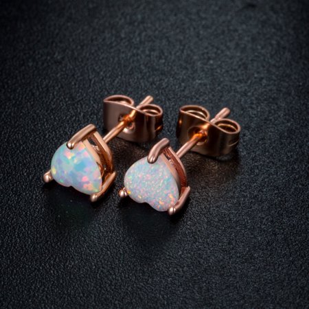 Peermont Jewelry Peermont Fire Opal Heart Stud Earrings With 18k Rose Gold Overlay Walmart Com Walmart Com