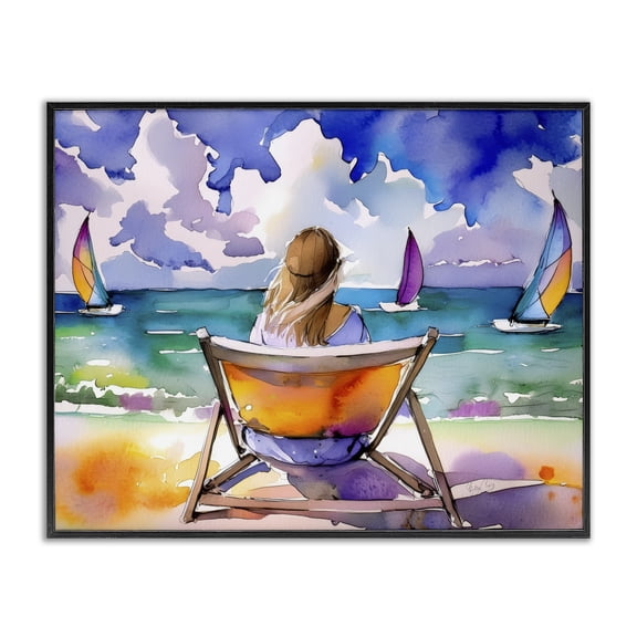 Stupell Industries Tropical Front Row to Paradise Black Framed Giclee Art, 14 x 11, by Shelly Craig