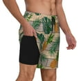 thumbnail image 3 of Haiem Pineapples Palm Leaves Mens Swim Trunks with Compression Liner 2 in 1 Swimming Shorts Stretch Swimwear Quick Dry,Board Shorts-3X-Large, 3 of 9