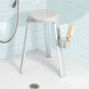 iDesign Silver and Gray Corbin Aluminum Bath and Shower Seat