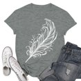 thumbnail image 2 of NAMTYQX Graphic Tees for Women Graphic Fashion Stretchy Crew Neck Soft Print Loose Fitting Short Sleeve Plus Size Womens Tops Gray Size L, 2 of 5