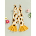 thumbnail image 4 of Bagilaanoe Toddler Baby Girl Jumpsuit Sleeveless Floral Print Romper Overalls 6M 9M 12M 18M 24M 3T Kids Long Flared Pants Summer Outfits, 4 of 9