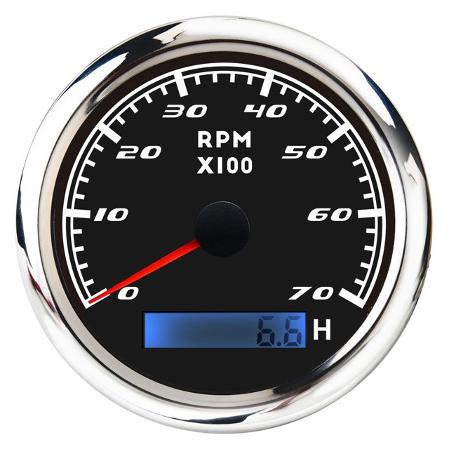 6000 RPM Tachymètre Jauge avec Rétroéclairage Rouge 3K 4K 7K 8K RPM Tachomètre Numérique Capteur 85mm Acier Inoxydable 316 Jauges de Cadran, Facile à Calibrer