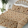 thumbnail image 3 of Ambesonne Sunflowers Fitted & Flat Sheet with Shams 4 Pcs Set, Summer Flowers Vintage, Calking, Dark Rosewood Mustard, 3 of 5