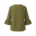 thumbnail image 5 of Womens Gauze Tops Ruffle 3/4 Length Sleeve V Neck Shirts Dressy Casual Blouses Summer Cute Vacation Tops, XXL, 5 of 7