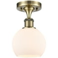 thumbnail image 3 of Innovations Lighting  Athens - 1 Light 6" Semi-Flush Mount Antique Brass/Matte White, 3 of 5