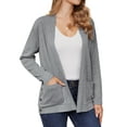 thumbnail image 3 of Nlife Women Long Sleeve Open Front Buttons Pockets Solid Color Cardigan, 3 of 5