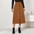 thumbnail image 5 of Women’s Corduroy High Waist A-Line Midi Skirt with Front Button Down Closure and Classic Fit for Daily Wear Khaki XL, 5 of 7