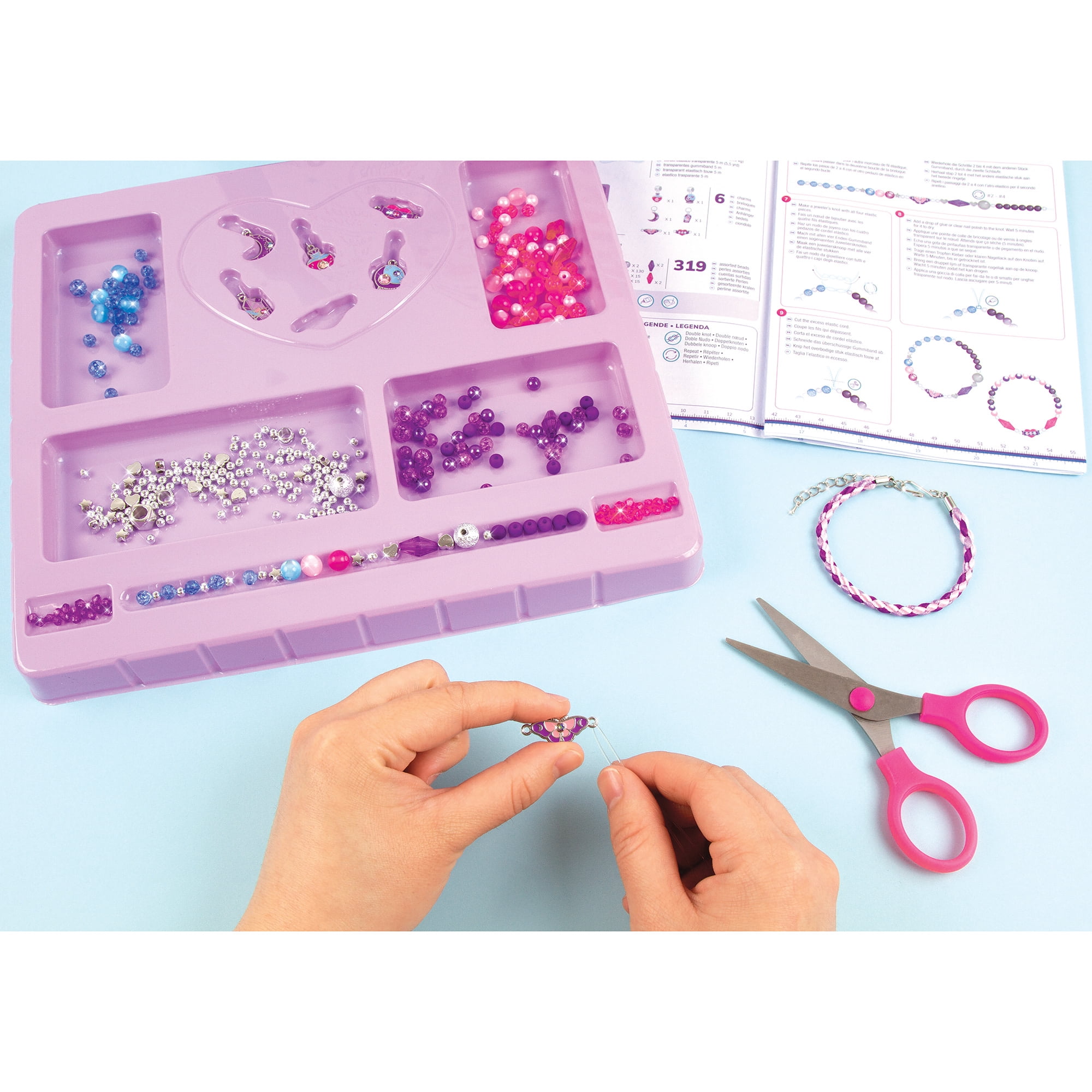 Make It Real: Crystal Dreams DIY Spellbinding Jewels & Gems - Create 8 Unique Charm Bracelets, 329 Pieces, Pink Purple & Blue, Tweens & Girls, Arts & Crafts, Kids Ages 8+