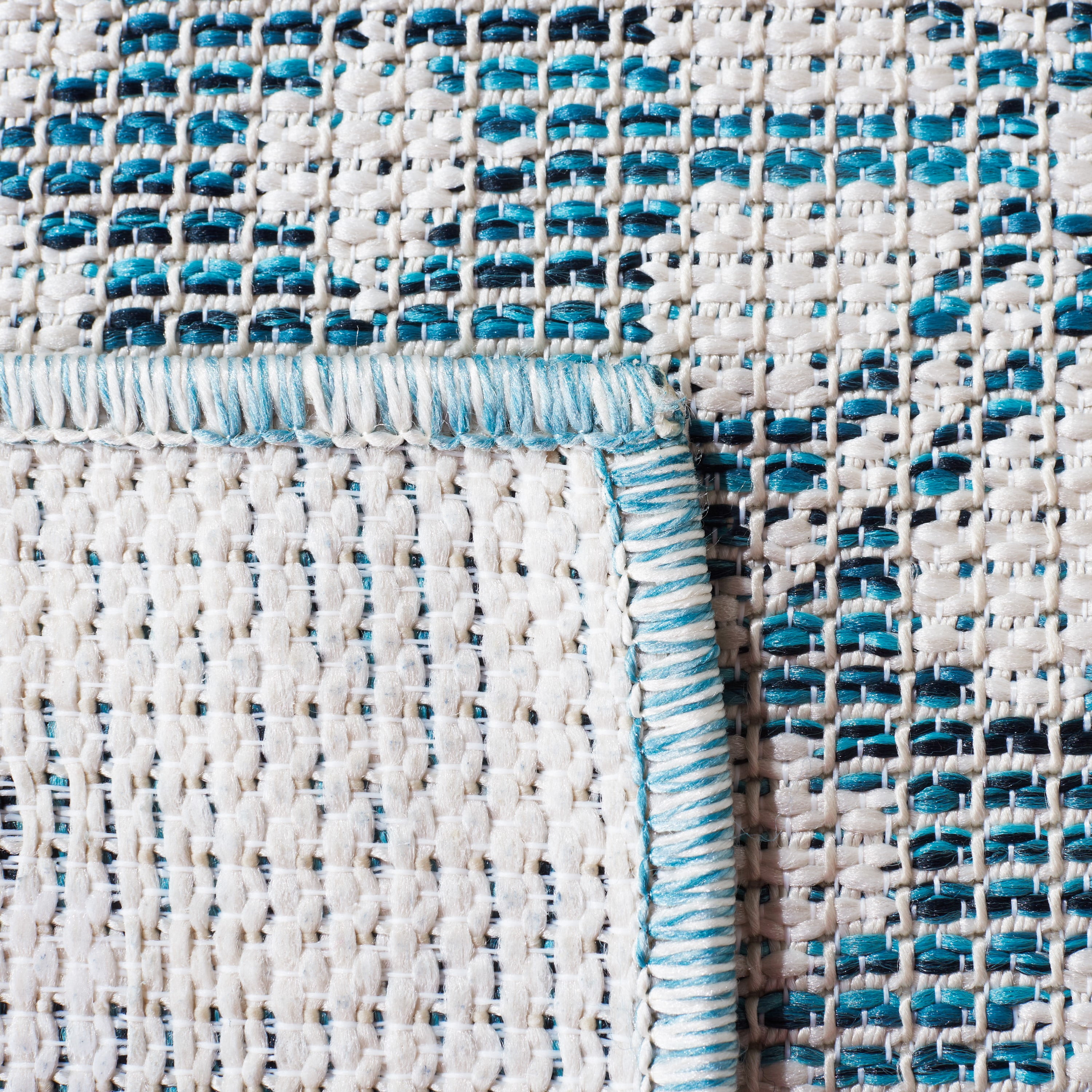 SAFAVIEH Martha Stewart Hampton Diamond Indoor/Outdoor Area Rug, Blue/Beige, 8' x 10'