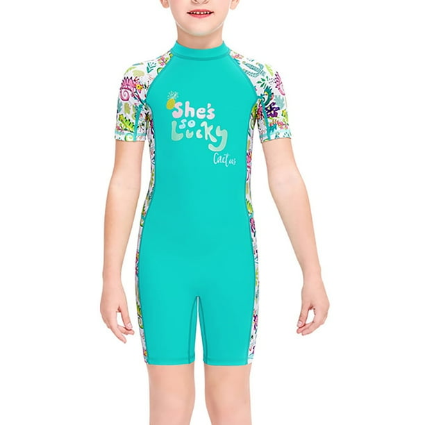Yuarrent Traje húmedo de buceo para niñas, traje de baño corto de secado rápido con protección UV, traje de baño de una pieza para niños, Type3 NO3