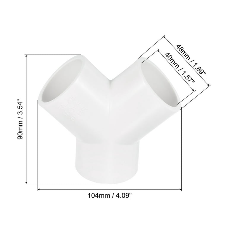 Uxcell 1.57 inch 3 Way Y Shape Joint Connectors Adapters for Garden Home PVC Water Pipe Fittings, White