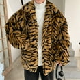 thumbnail image 4 of Christmas Clearance! ZVNAΖH Men's Faux Fur Coat Winter Warm Lapel Overcoat Zip Front Luxury Fluffy Outwear Leopard Print Coat with Pockets, 4 of 8