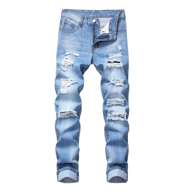 Pantalones Hombre Vaqueros Rotos De Moda Para