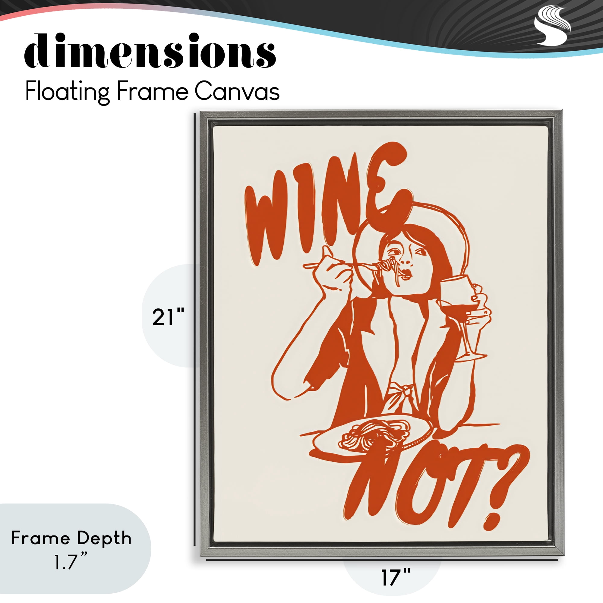 Stupell Industries Wine Not Retro Meal Time Gray Framed Floater Canvas Wall Art, design by The Prints Vibe