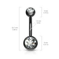 thumbnail image 2 of 14GA Titanium IP 316L Double CZ Barbell Belly Rings (Various Colors), 2 of 8