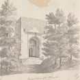 thumbnail image 2 of Henry Swinburne 15x15 Black Ornate Wood Framed Double Matted Museum Art Print Titled - Gates of the Alhambra; Trial Door (1775 to 1776), 2 of 5