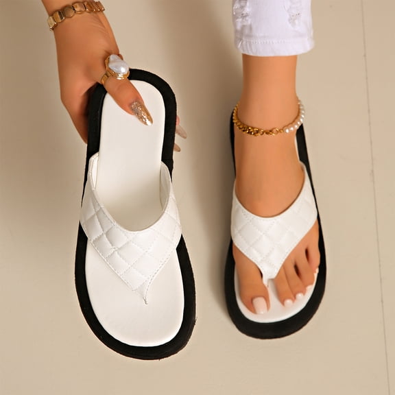 YOUYEDIAN Womens Sandals Summer Beach Shoes 2026 Wide Non Slip Slip on Slippers Comfortable Open Toe Orthopedic Sandals (White)