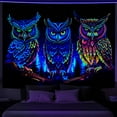 thumbnail image 3 of Blacklight Owl Tapestry for Bedroom Aesthetic, Trippy Animal Forest Tree Tapestry UV Reactive Cool Black Light Tapestry Glow in the Dark Tapestries Wall Hanging Men Decor 90" X 70", 3 of 6
