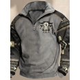 thumbnail image 3 of Men's Vintage Bull Head Half-Zip Sweatshirt - Unique Design for a Bold, Stylish Look,L,grey, 3 of 3